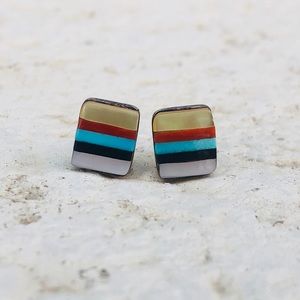 Multistone Sterling Silver Stud Earrings